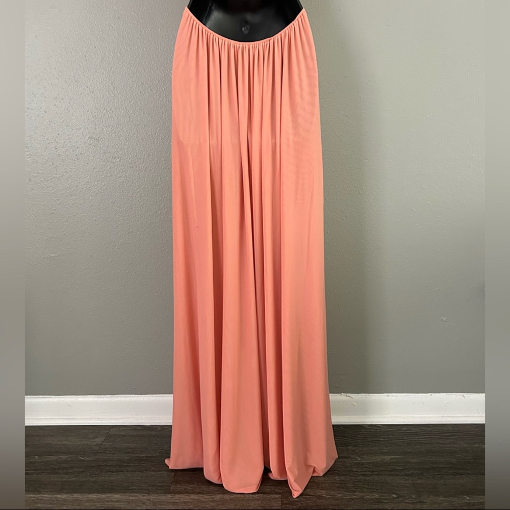 Staud Pink Peach Reversible Mesh Colorblock Kanha Halter Maxi Dress Size S Guava - Picture 7 of 10